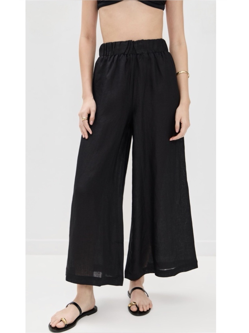 Vitamin A Tallows Wide Leg Linen Pants in Black